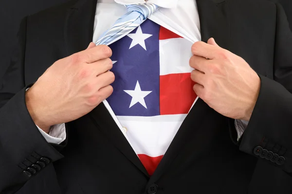 Businessman Showing American Flag — Stock Photo, Image