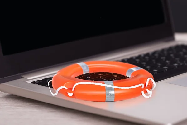 Orange Buoy On Laptop — Stock Photo, Image