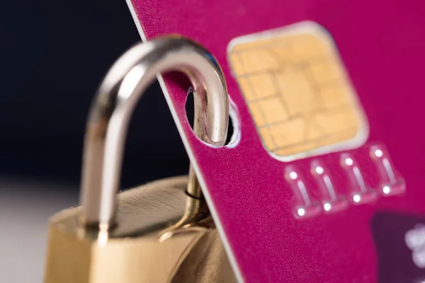 Padlock Attached To Credit Card — Stock Photo, Image