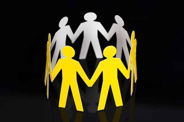 Yellow Paper Team Representing Unity — Stock Photo, Image