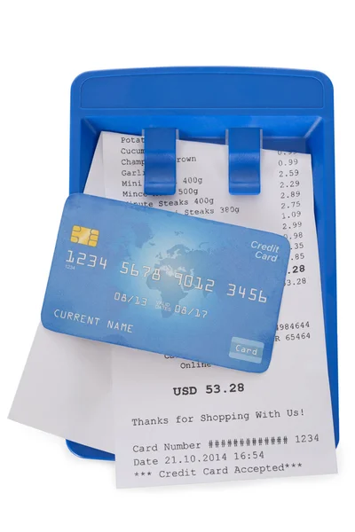 Credit Card On Shopping Receipt — Stock Photo, Image