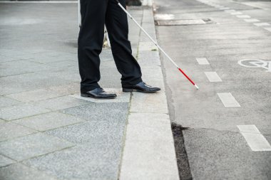 Blind Person Crossing Street clipart