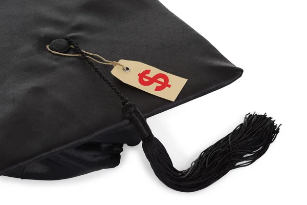 Black Graduation Cap With Price Tag — Stock Photo, Image