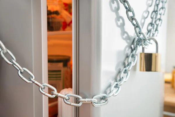 Opened Door Of Locked Fridge — Stock Photo, Image