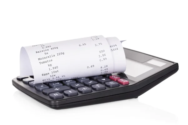 Rolled Receipt On Calculator — Stock Photo, Image