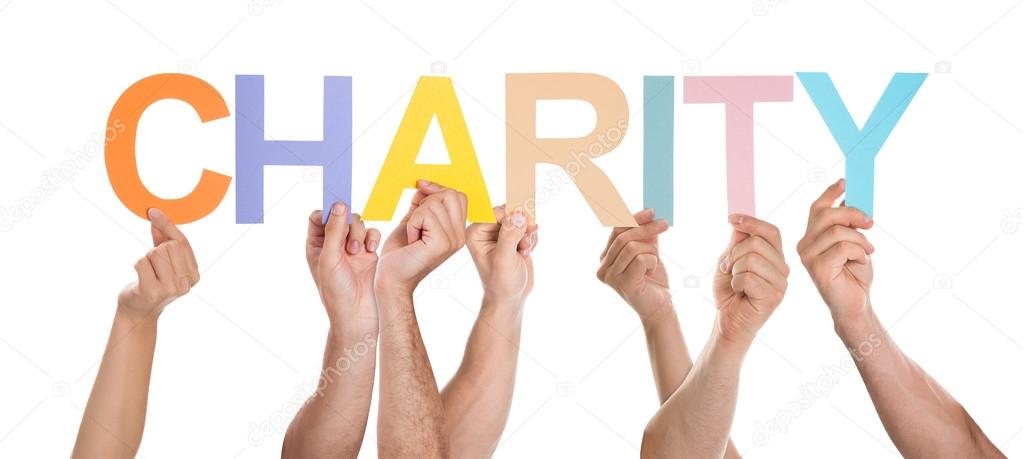 People Hands Showing Text Charity