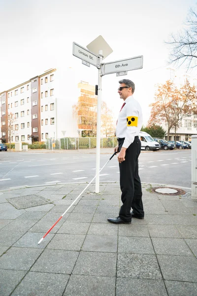 Blind Man Wearing Armband — Stock Photo, Image