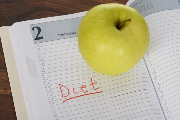 Slovo dieta a Apple — Stock fotografie