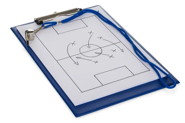 Diagrama táctico de silbato y fútbol — Foto de Stock