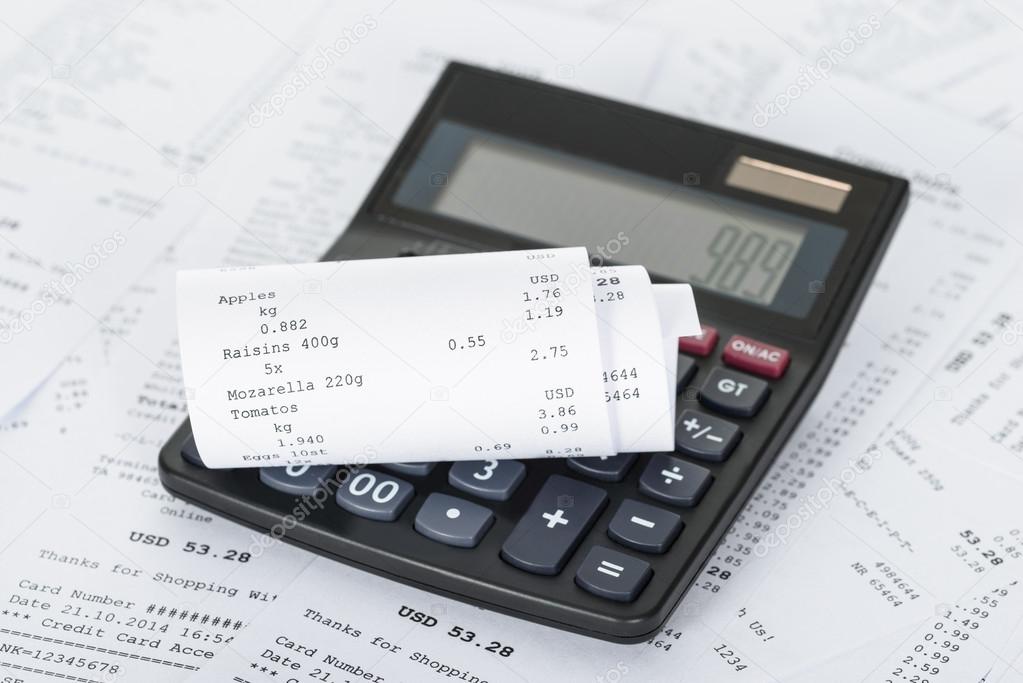Calculator and Receipts With Costs
