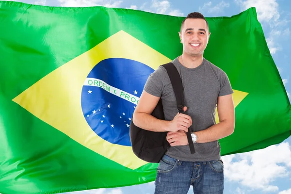 Happy Male Student With Bag — Stock Photo, Image
