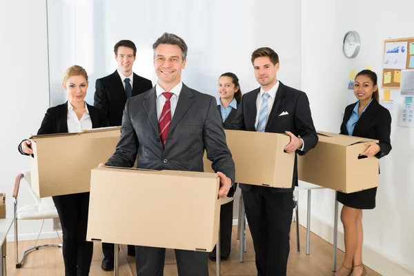 Employees Holding Cardboard Boxes — Stock Photo, Image