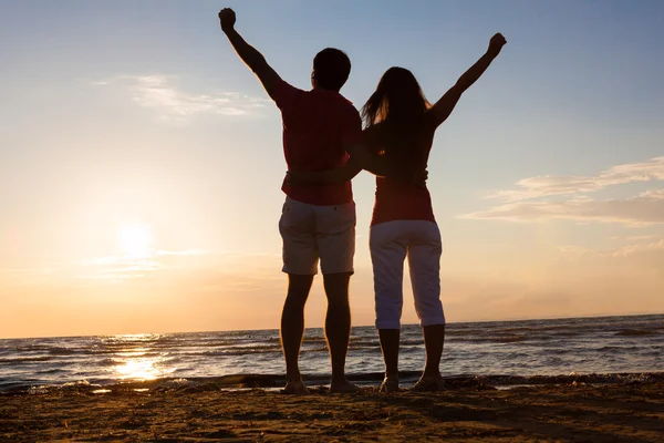 Couple With Hands Raised — Stock Photo, Image