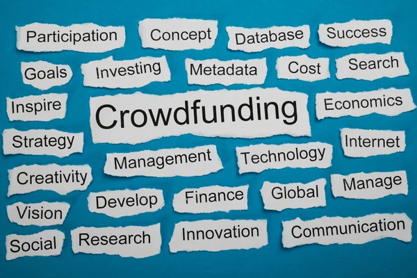 Parola Crowdfunding su carta — Foto Stock