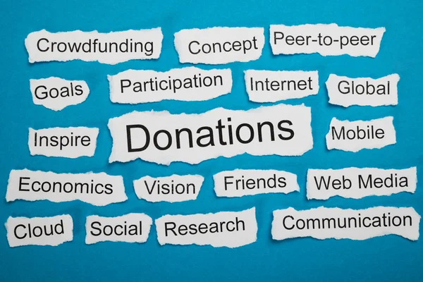 Word Donations On Paper — Stock Photo, Image