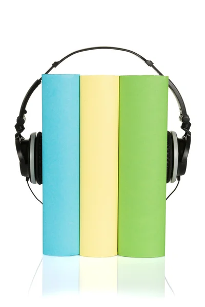 Libro de audio con auriculares — Foto de Stock