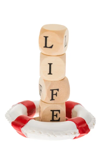Life Belt And Wooden Pieces — Stock Photo, Image