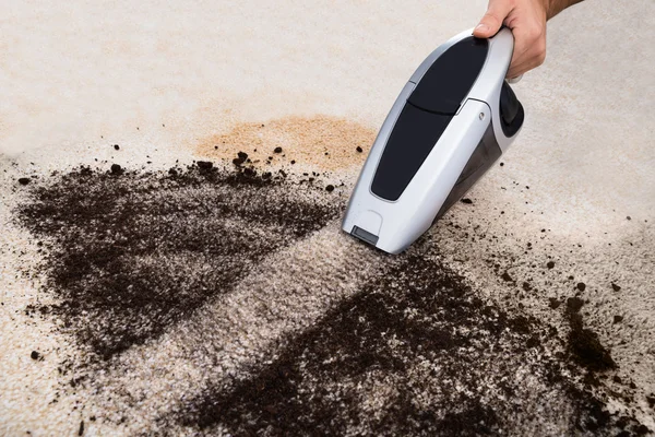 Person Vacuuming On Carpet — Stock Photo, Image