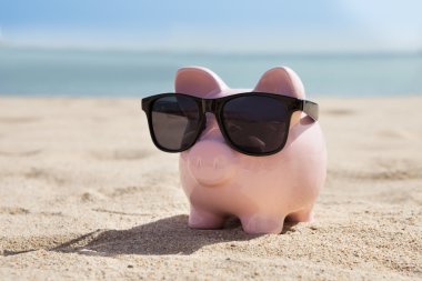 güneş gözlüğü ile Piggy banka