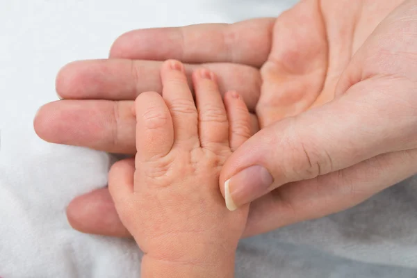 Bebé sosteniendo la mano padre —  Fotos de Stock