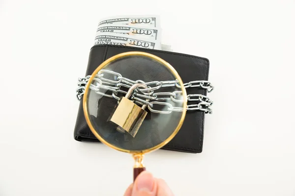 Hand Examining Money Wallet — Stock Photo, Image