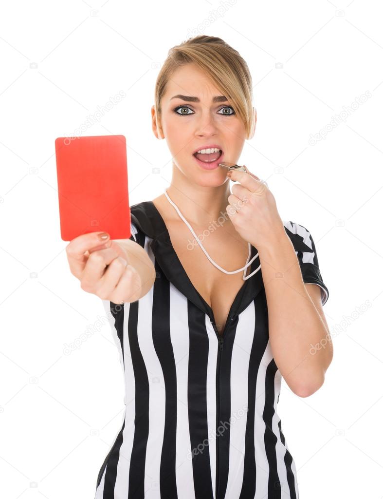 Tarjeta roja del arbitro | Árbitro con tarjeta roja — Foto ...