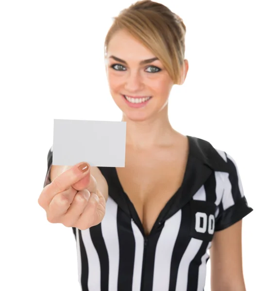 Female Referee Showing Card — Stock Photo, Image