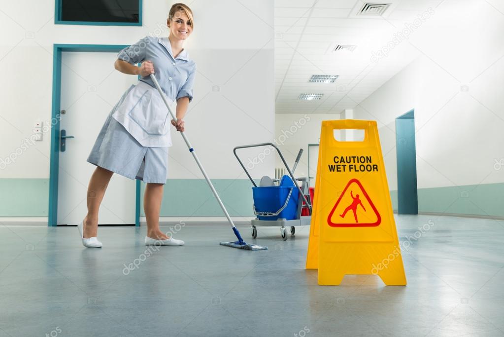Janitor And Wet Floor Sign