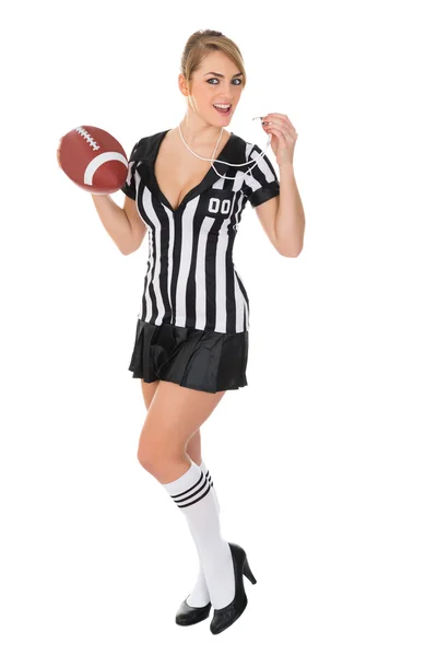 Referee Blowing Whistle — Stock Photo, Image