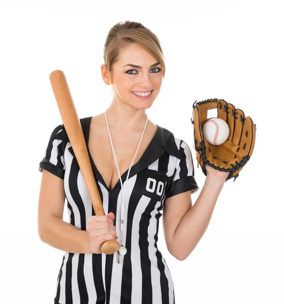 Суддя носить бейсбольною рукавичкою — стокове фото
