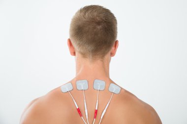 Man With Electrodes On Neck clipart