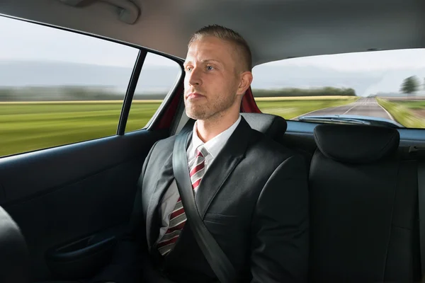 Businessman Travelling In Car — Stock Photo, Image