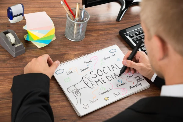 Affärsman ritning sociala Diagram — Stockfoto