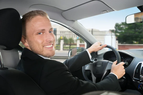Happy Businessman In Car — Stock Photo, Image