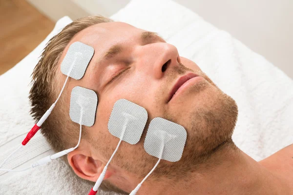 Man With Electrodes On Face — Stock Photo, Image