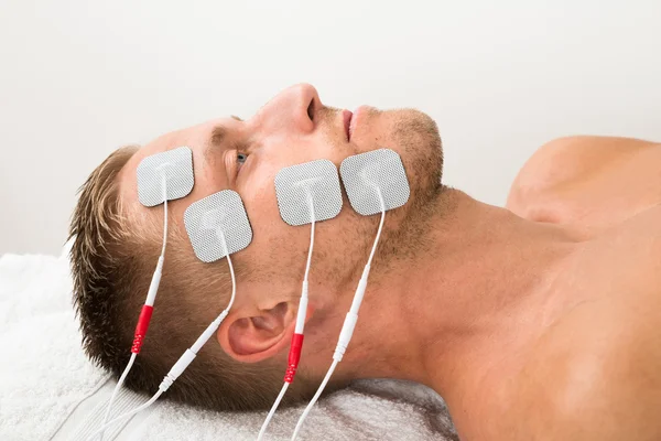 Man With Electrodes On Face — Stock Photo, Image