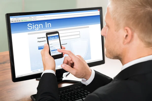 Businessman Signing In Email Account — Stock Photo, Image