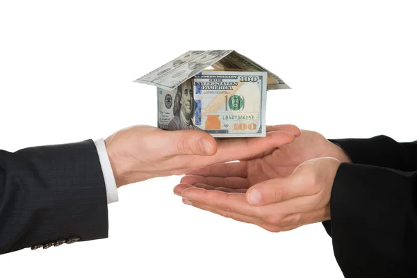 Businessmen Hands Holding House — Stock Photo, Image