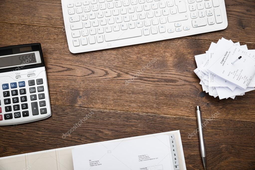 Keyboard And Calculator With Receipts