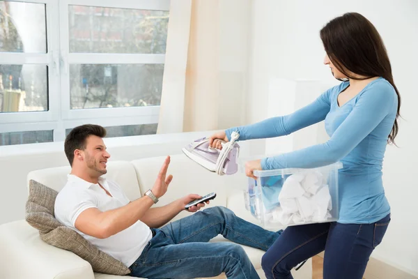 Man avoiding For Ironing — Φωτογραφία Αρχείου