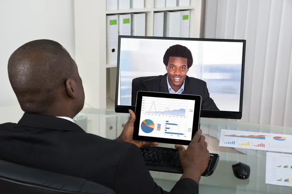 Businessman Video Chatting — Stock Photo, Image