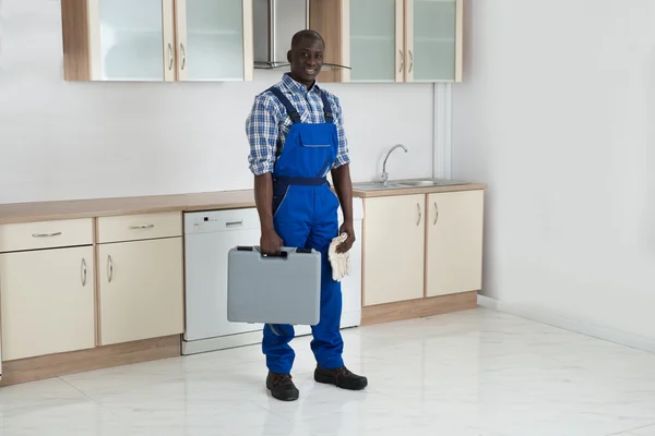 Technician Holding Toolbox — Stock Photo, Image