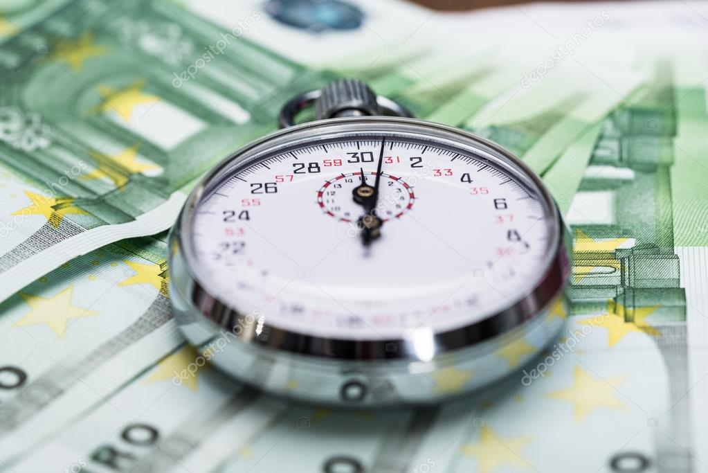 Stopwatch On Euro Banknotes