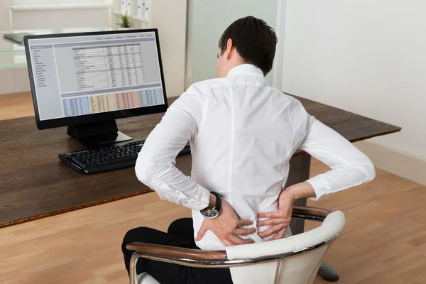 Businessman Sitting And Suffering From Backache — Stock Photo, Image