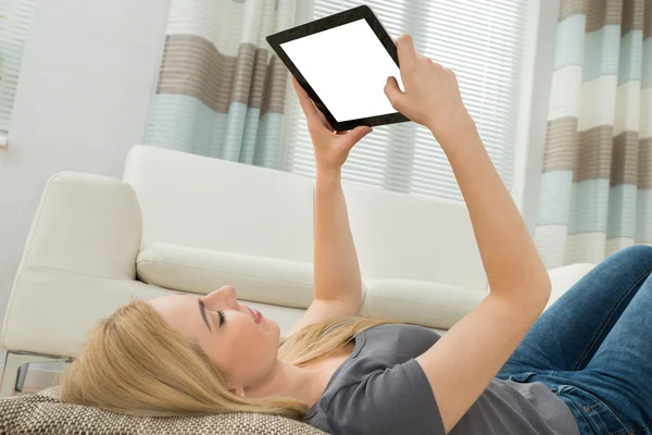 Woman With Blank Screen Digital Tablet — Stock Photo, Image