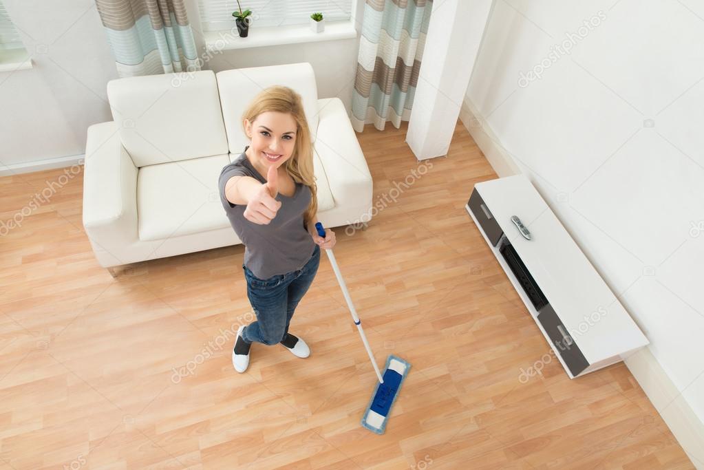 Woman Mopping Floor