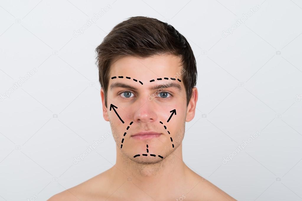 Man Face With Perforation Lines