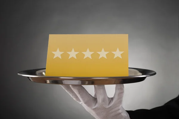 Waiter Serving Star Rating — Stock Photo, Image