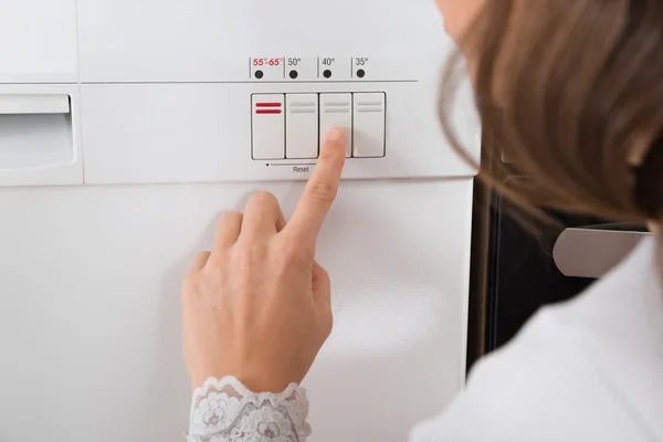 Person Hands On Button — Stock Photo, Image