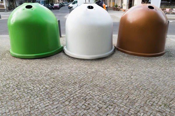 Three Recycling Bins Containers — Stock Photo, Image